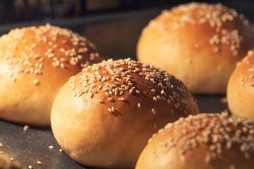 Baking buns in the oven