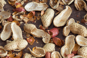 peanut husks on the table