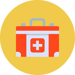 First Aid Kit Multicolor Circle Flat Icon