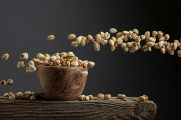 Flying salted pistachios.