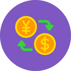 Currency Exchange Multicolor Circle Flat Icon