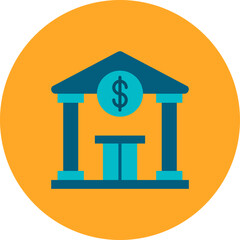 Bank Multicolor Circle Flat Icon