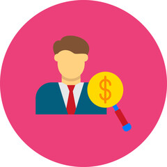 Auditor Multicolor Circle Flat Icon