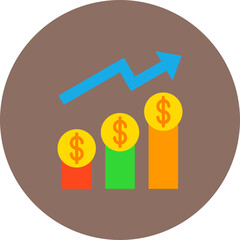 Profits Multicolor Circle Flat Icon