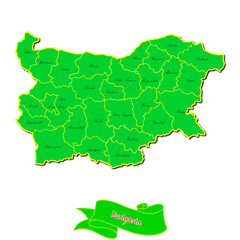 Vector map of Bulgaria with subregions in green country name in red
