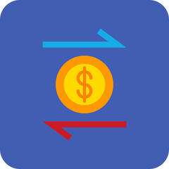 Money Transfer Multicolor Round Corner Flat Icon