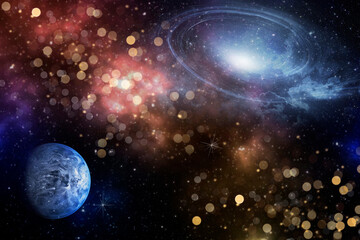 Naklejka na ściany i meble Starfield galaxy spiral- Elements of this Image Furnished by NASA