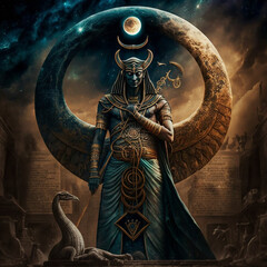 Ancient Egyptian mythology. Apophis, the ancient Egyptian mythological god. Created with Generative AI technology.