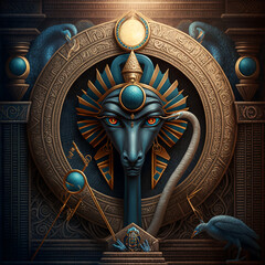 Ancient Egyptian mythology. Apophis, the ancient Egyptian mythological god. Created with Generative AI technology.