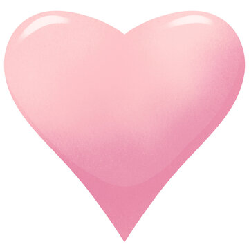 pink heart isolated on white, valentine's day heart shape PNG, hand painted, valentine's illustration