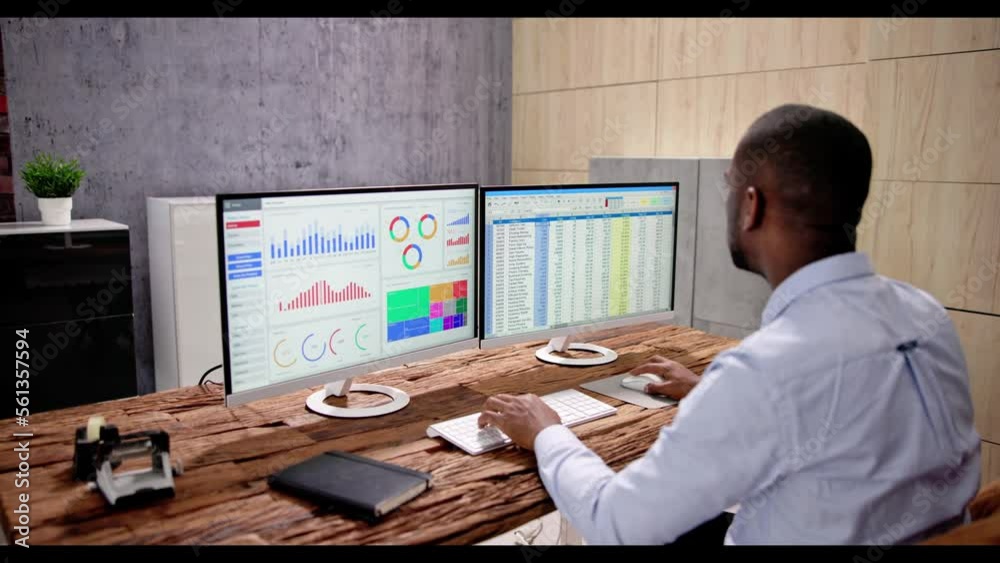 Poster Computer Spreadsheet Data Analyst Man