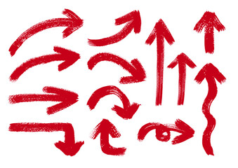 矢印の手描きイラスト素材　赤