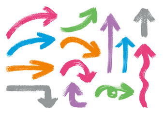 矢印の手描きイラスト素材セット　カラフル