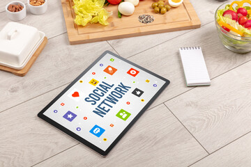 Healthy Tablet Pc compostion, social networking concept