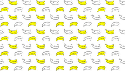 Seamless Pattern Bananas Black and Yellow Illustration vector design