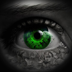 green eye of the person