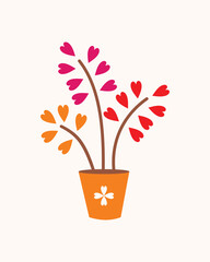 Flower Wedding Floral Beautiful Design Vector, pot flower romantic love valentines day vector