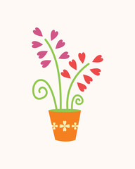 Flower Wedding Floral Beautiful Design Vector, pot flower romantic love valentines day vector