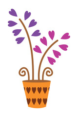 Flower Wedding Floral Beautiful Design Vector, pot flower romantic love valentines day vector