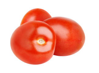 Three plum tomatoes cut out