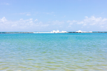 Fototapeta na wymiar Partial view of the beautiful beach of Barra de São Miguel