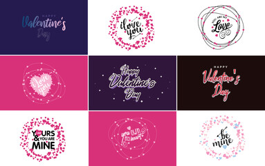 Happy Valentine's Day hand-drawn lettering vector illustration suitable for use in design of flyers. invitations. posters. brochures. and banners