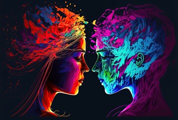 abstract illustration of love between people, fantasy, image generated by AI