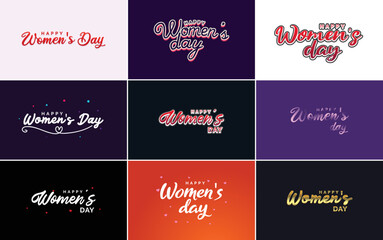 Set of International Women's Day cards with a logo