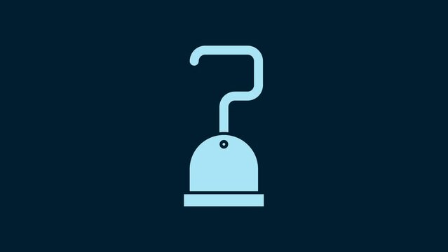 White Pirate hook icon isolated on blue background. 4K Video motion graphic animation