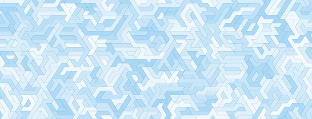 Abstract background with maze pattern in various shades of light blue colors