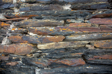 Stone rusty steel composite plates, grey-brown background