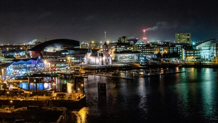 Foto op Plexiglas night view of the port  and city of Cardiff © Robert L Parker