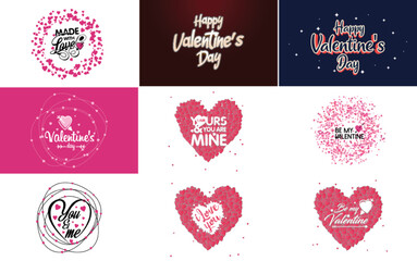 Fototapeta na wymiar Happy Valentine's Day greeting card template with a floral theme and a pink color scheme