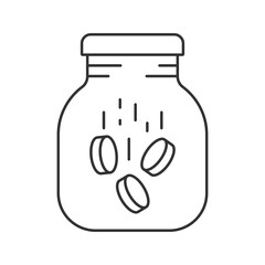 Tips jar  vector icon. Line sign for mobile concept and web design. Symbol, logo illustration. Vector graphics