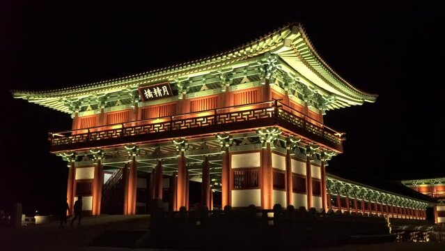 Gyeongju, Korea-Jan.11-2023 : Woljeonggyo Bridge-Wooden bridge. Filming locations for Under the Queen's Umbrella