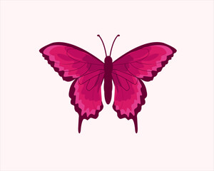 pink butterfly isolated on white