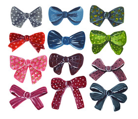 Watercolor colorful bows