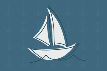 yacht boat ship marine background vector icon