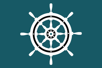 Obraz premium rudder ship yacht icon vector marine background
