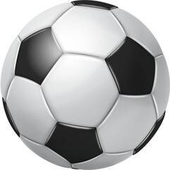 Big realistic soccer ball in white and black colors