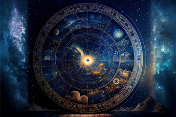 astrological chart with stars background. Abstract astrological map