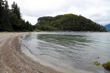 Port Villa La Angostura, Neuquen, Argentina. Patagonia. Lake Nahuel Huapi. Bay. Touristic city. Lanscape. 