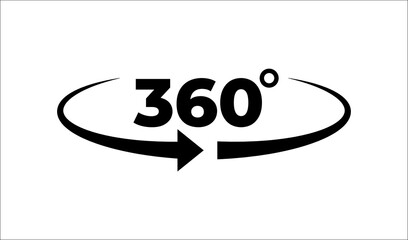 Flat 360 rotation vector icon. 360 degree arrow . Black vector illustration 10 eps