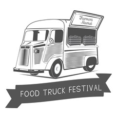 Emblems of the festival of food trucks, design elements.