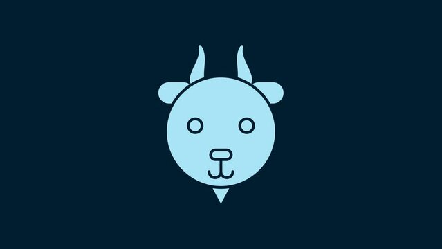White Aries zodiac sign icon isolated on blue background. Astrological horoscope collection. 4K Video motion graphic animation