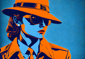 Spy woman. Illegal Mafia and woman as killer concept