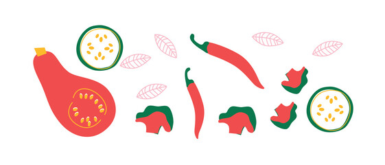 Vector Organic vegetables template. Set of juicy vegetables in cartoon style . Healthy lifestyle, vegetarianism