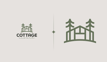 Camp Camping Cabin Vintage Monoline Logo Illustration. Universal creative premium symbol. Vector sign icon logo template. Vector illustration