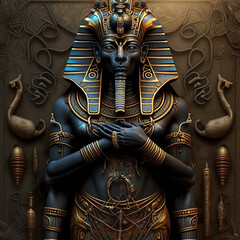 Ancient Egyptian mythology. Ptah, the ancient Egyptian mythological god. Created with Generative AI technology.