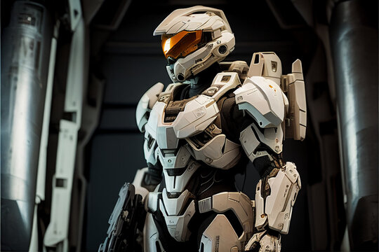 future space suit, astronaut, futuristic robot, robotic cyborg, artificial intelligence. Generative AI